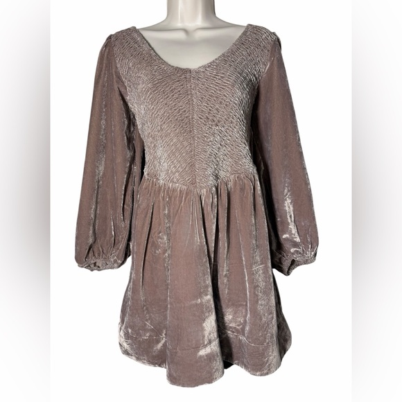 Free People Farrier Velvet Mini Dress Winter Bloom Mauve/Pink Large - Picture 5 of 16